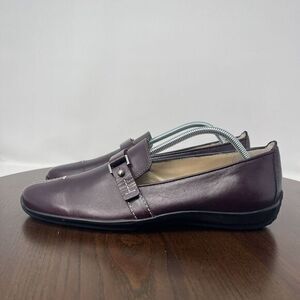 Faconnable Loafer Shoes Women's Size 8.5 / 39 Purple Leather Comfort Flat‎ Italy